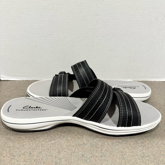 Clarks Cloud Stepper Breeze Piper Black And Gray Slides Sandals 11 M - Picture 5 of 8